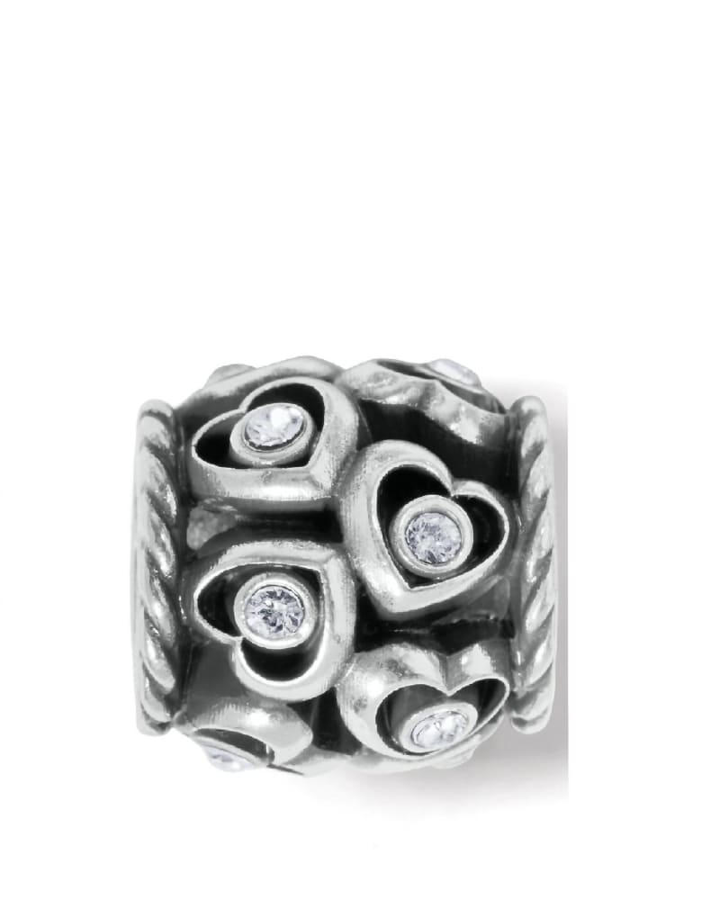 Front of a size O/S Stolen Hearts Bead in Silver in Silver by Brighton. | dia_product_style_image_id:331273